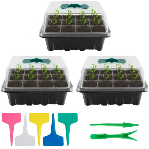 3pcs 12 Cells Grass Growing Starter Trays Germination Plant Grow Propagation Box 